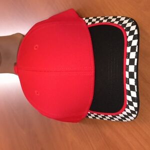 Army Crew Plain Solid Red w/ Checkered Visor Baseball Cap Hat New